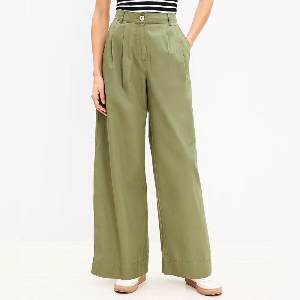 LOFT Olive Wide Leg Pants